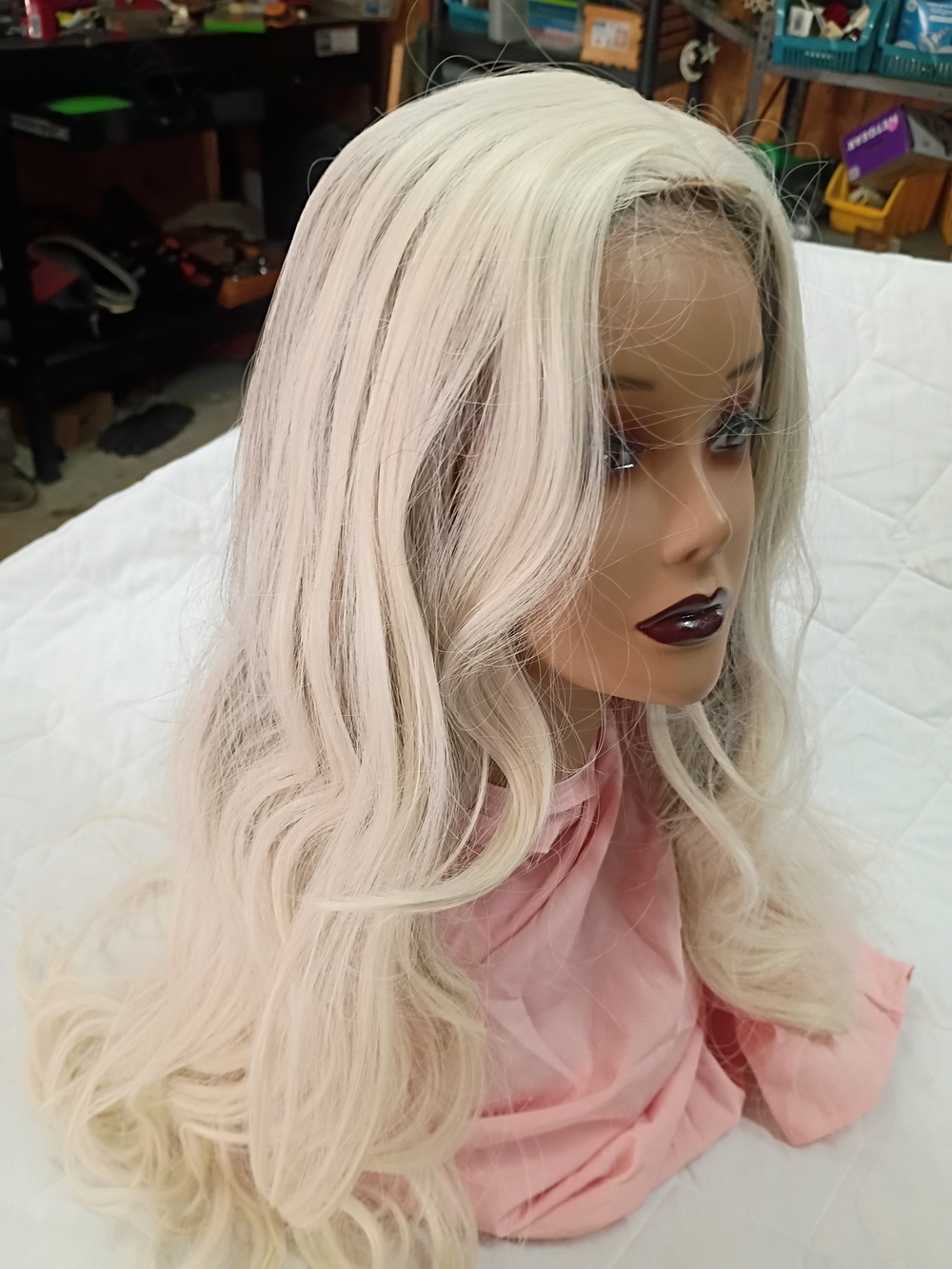 Platinum Blonde Long Wavy Lace Front Wig - Neutral Blonde